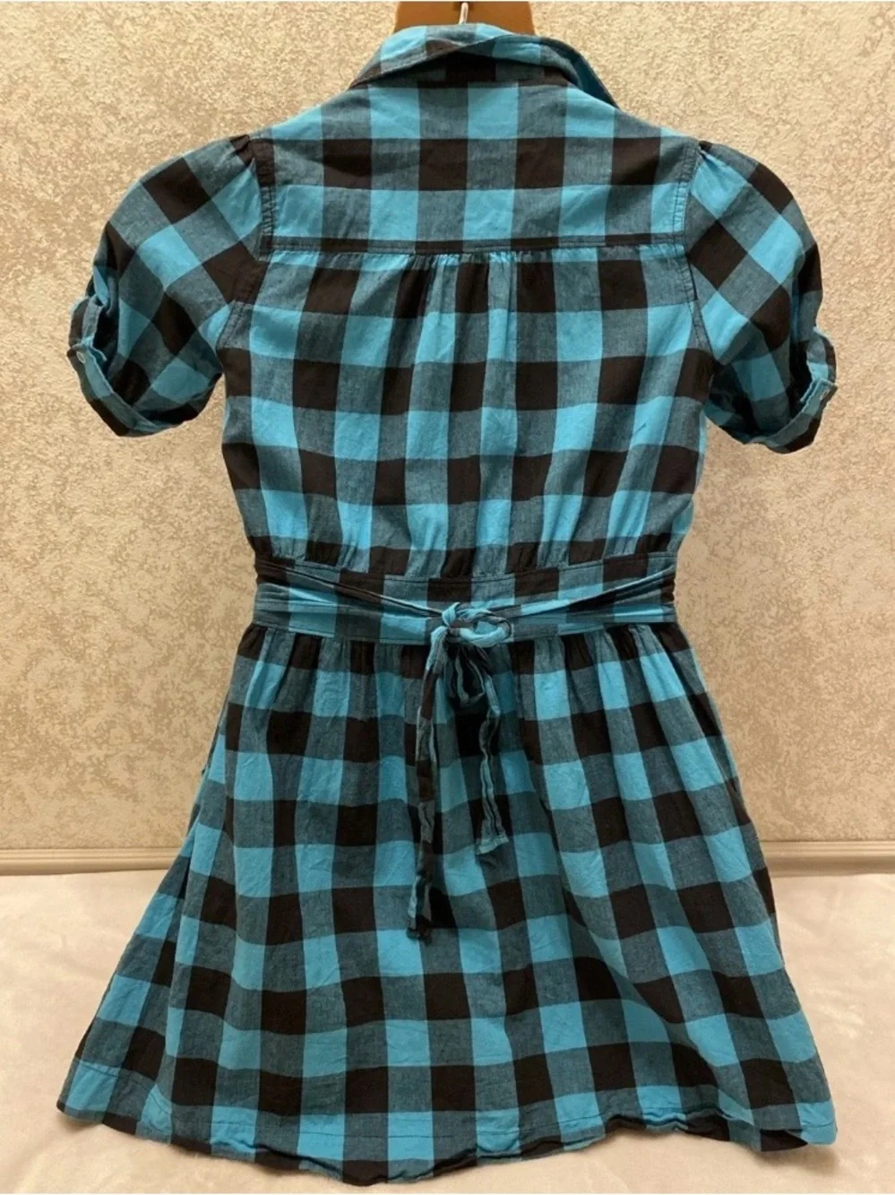 Cotton Express Blue and Black Gingham Dress